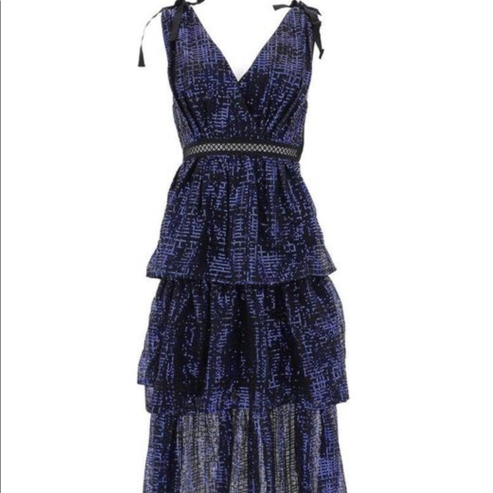 Self portrait navy black sequin dress size US 4